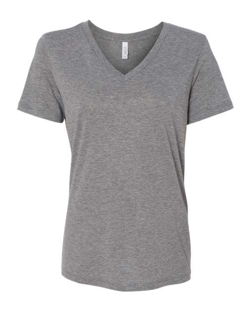 BELLA + CANVAS - Women's Relaxed Triblend Short Sleeve V-Neck Tee - 6415 Dark Gray Heather