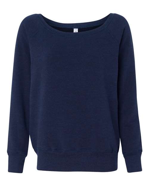 BELLA + CANVAS - Women’s Sponge Fleece Wide Neck Sweatshirt - 7501 Heather Navy