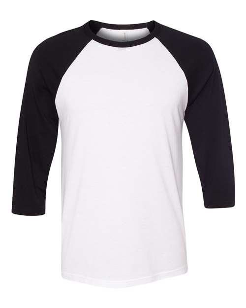 BELLA + CANVAS - Three-Quarter Sleeve Baseball Tee - 3200 White / Black