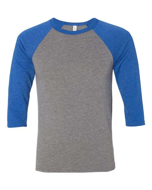 BELLA + CANVAS - Three-Quarter Sleeve Baseball Tee - 3200 Gray True Royal