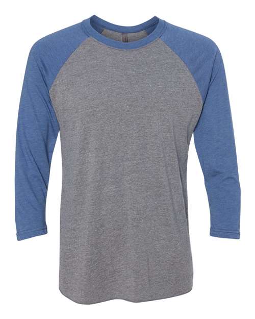 Next Level - Unisex Triblend Three-Quarter Raglan T-Shirt - 6051 Gray / Royal