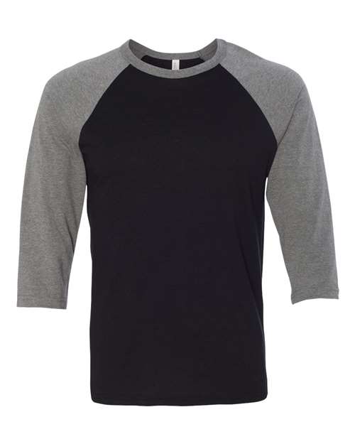 BELLA + CANVAS - Three-Quarter Sleeve Baseball Tee - 3200 Black Deep Heather