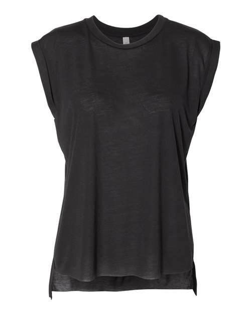 BELLA + CANVAS - Women’s Flowy Rolled Cuffs Muscle Tee - 8804 Black