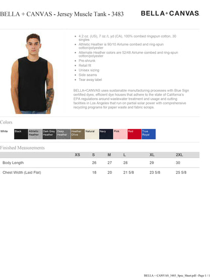 Customized BELLA + CANVAS Jersey Muscle Tank 3483