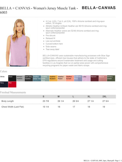 Customized BELLA + CANVAS - Women's Jersey Muscle Tank - 6003