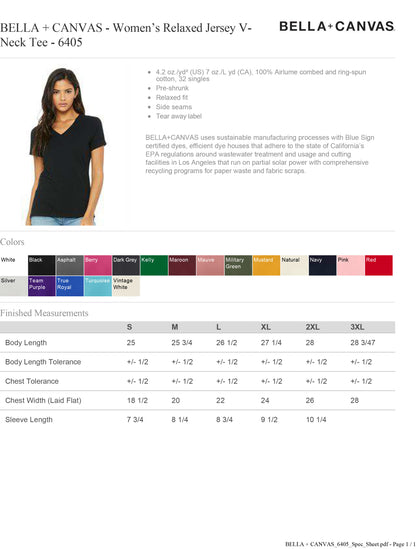 Customized BELLA + CANVAS Women’s Relaxed Jersey V-Neck Tee 6405