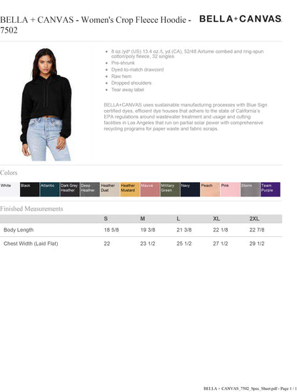 Customized BELLA + CANVAS - Women's Crop Fleece Hoodie - 7502