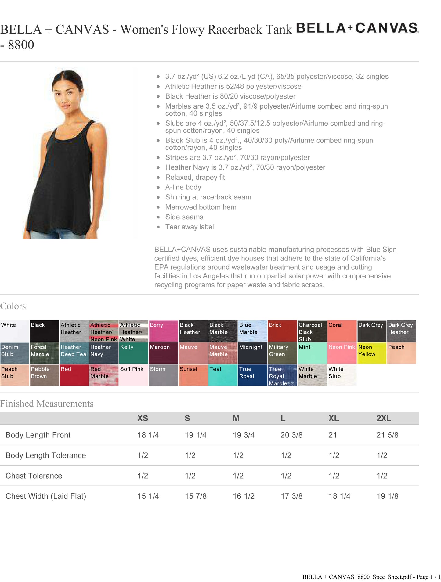 BELLA + CANVAS - Women's Flowy Racerback Tank - 8800