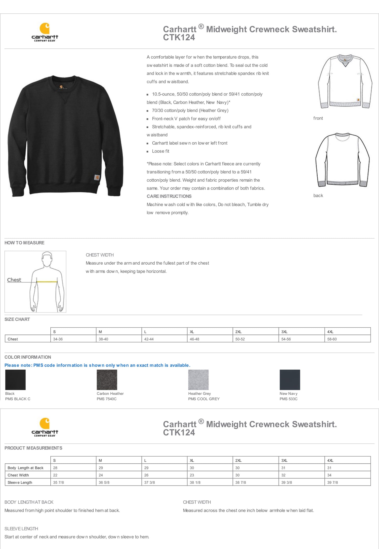 Carhartt ® Midweight Crewneck Sweatshirt CTK124