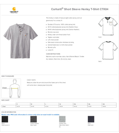 Carhartt® Short Sleeve Henley T-Shirt CTK84