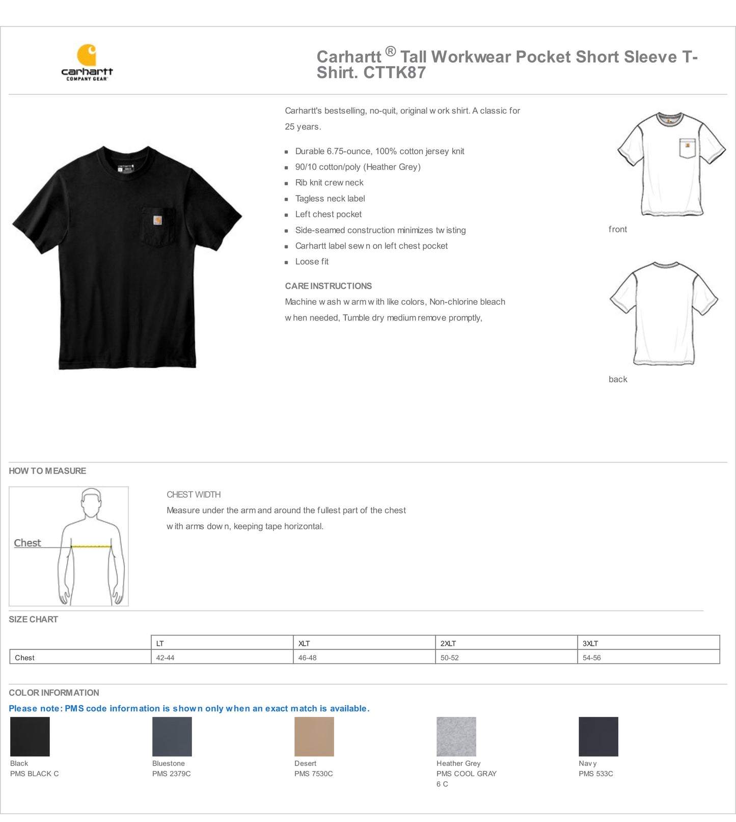 Carhartt ® Tall Workwear Pocket Short Sleeve T-Shirt CTTK87