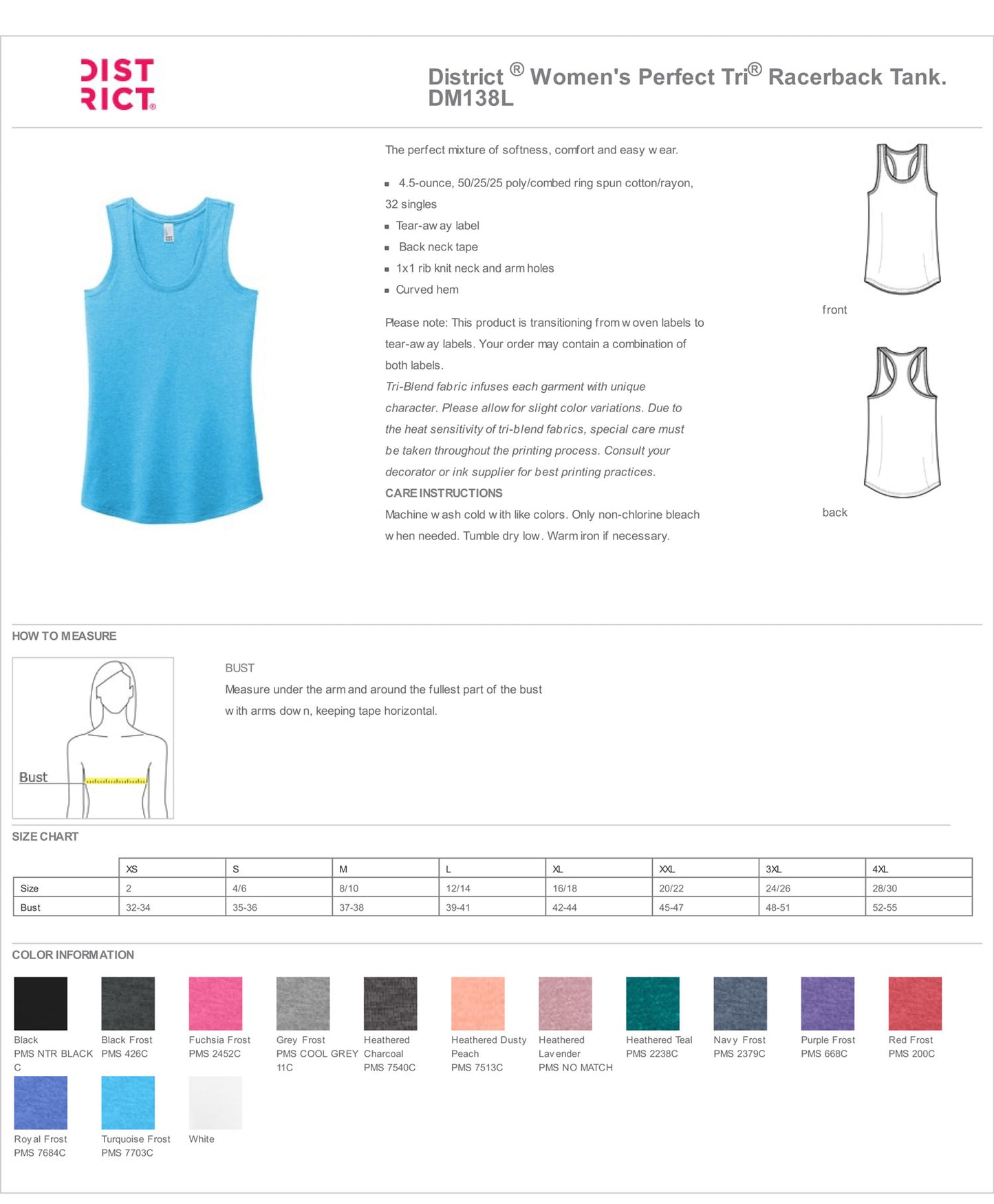 Customized DM138L District ® Women’s Perfect Tri ® Racerback Tank