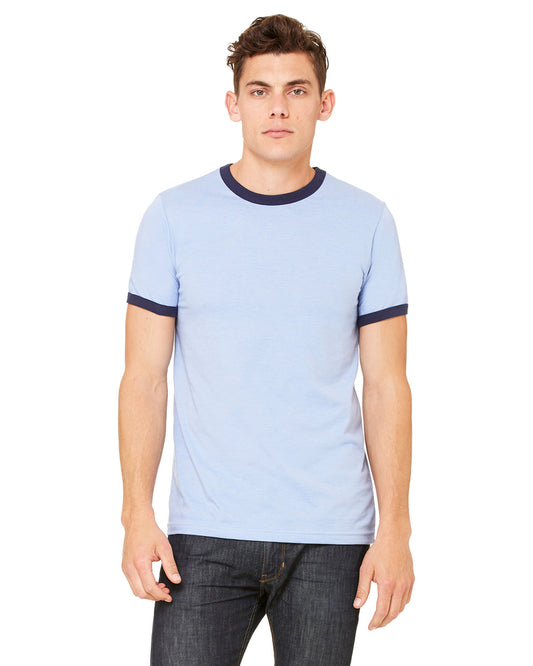 BELLA + CANVAS - Jersey Heather Ringer Tee - 3055 Navy/ Light Blue