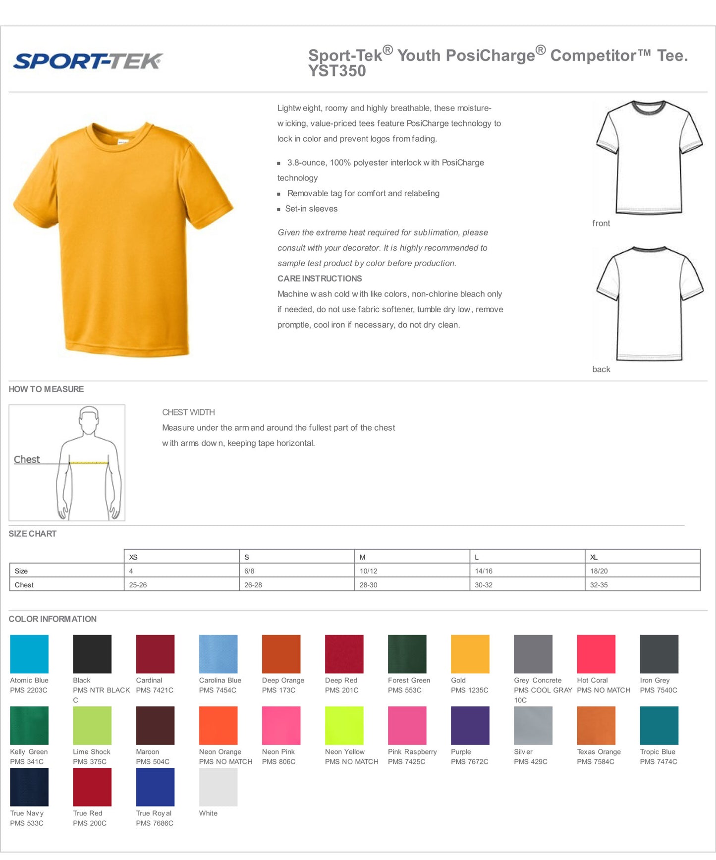 Customized Sport-Tek® PosiCharge® Competitor™ Tee Adult and Youth Sizes ST350 YST350