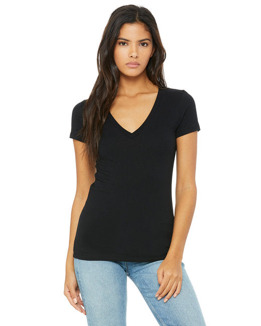 BELLA + CANVAS - Women’s Jersey Deep V-Neck Tee - 6035 Black