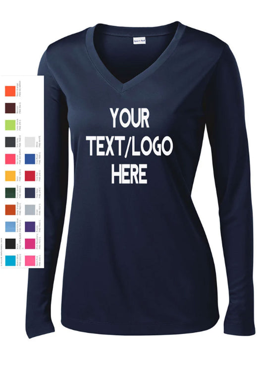 Customized Sport-Tek® Posi Sport-Tek® Ladies Long Sleeve PosiCharge® Competitor™ V-Neck Tee