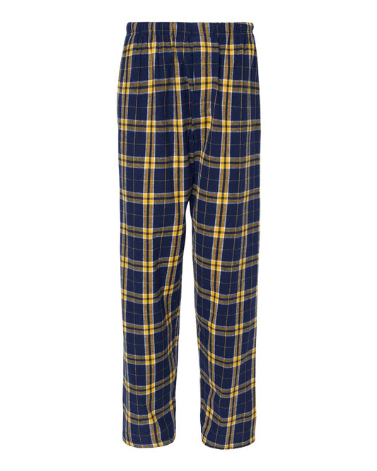 Boxercraft Unisex Flannel Pants Navy and Gold Flannel Pants with Custom Text