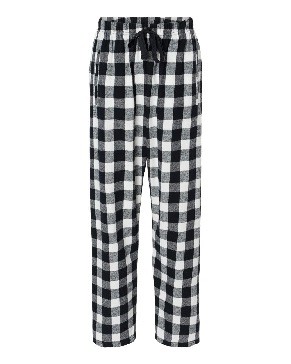 Boxercraft Ladies Haley Flannel Pants Black and White Buffalo Color Pants with Custom Text