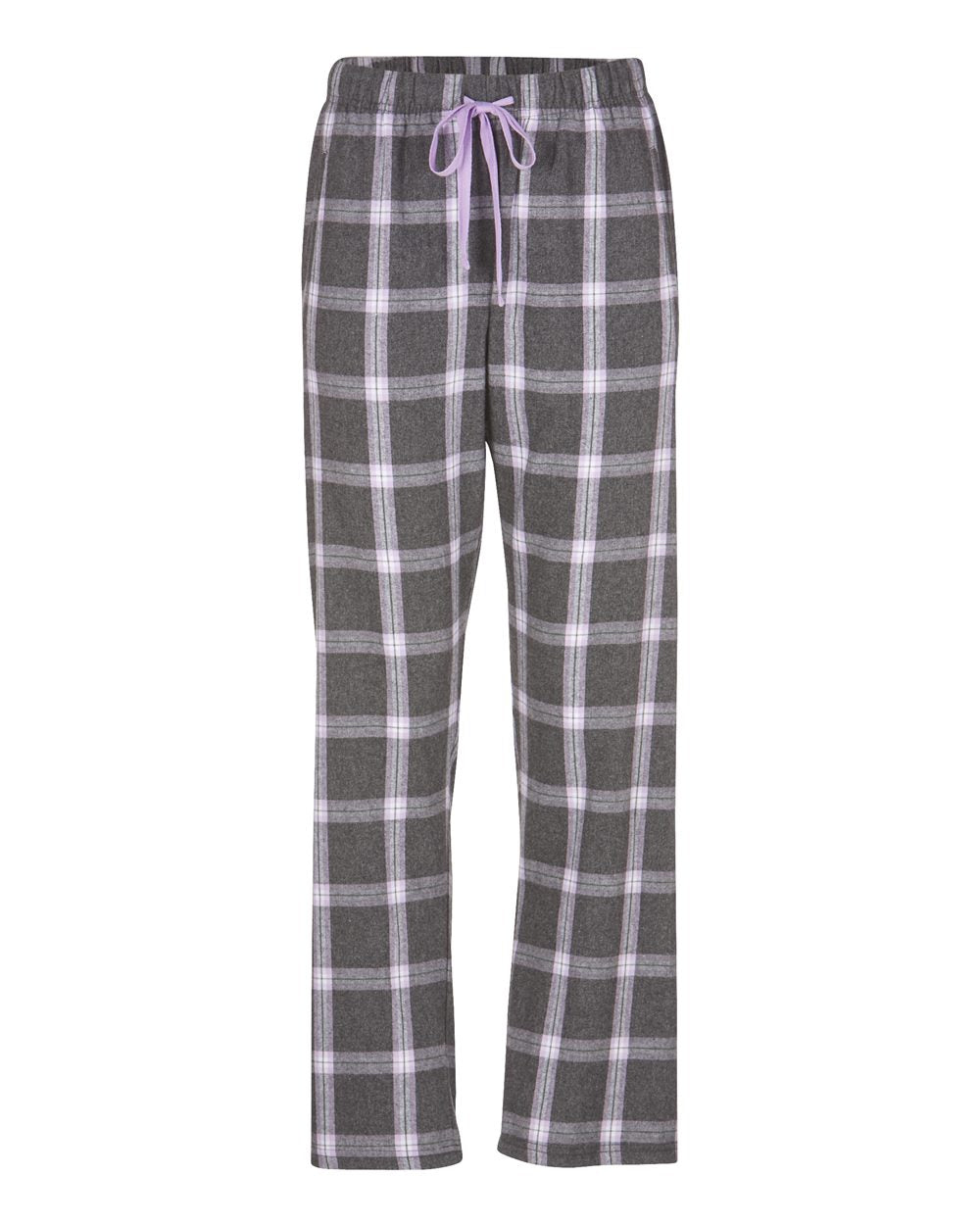 Boxercraft Ladies Haley Flannel Pants Charcoal and Lavender Color Pants with Custom Text