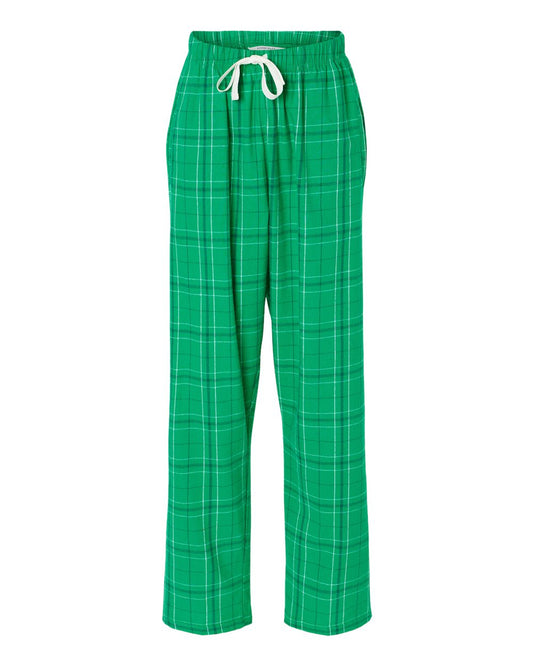 Boxercraft Ladies Haley Flannel Pants Kelly Green Color Pants with Custom Text