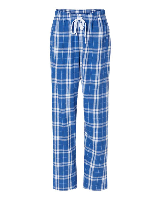 Boxercraft Ladies Haley Flannel Pants Royal and Silver Color Pants with Custom Text