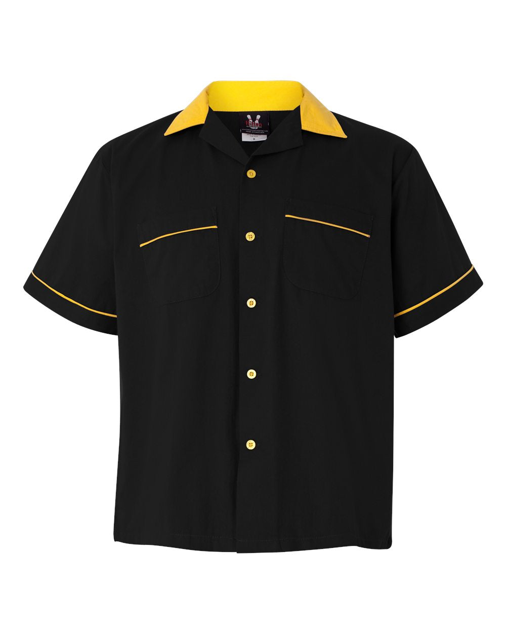 Hilton HP2244 Bowling Shirt Black With Yellow Trim Custom Text or Design