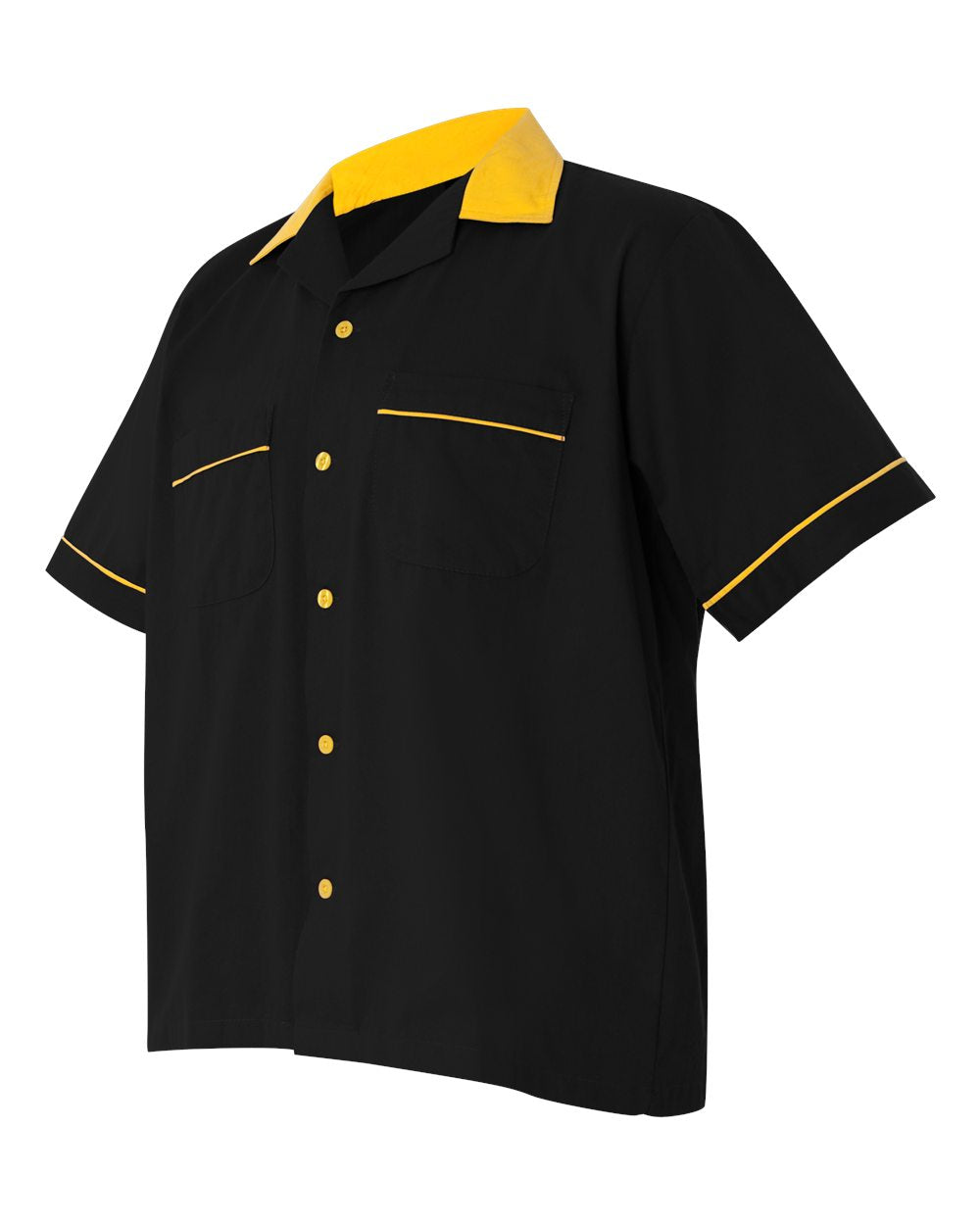 Hilton HP2244 Bowling Shirt Black With Yellow Trim Custom Text or Design