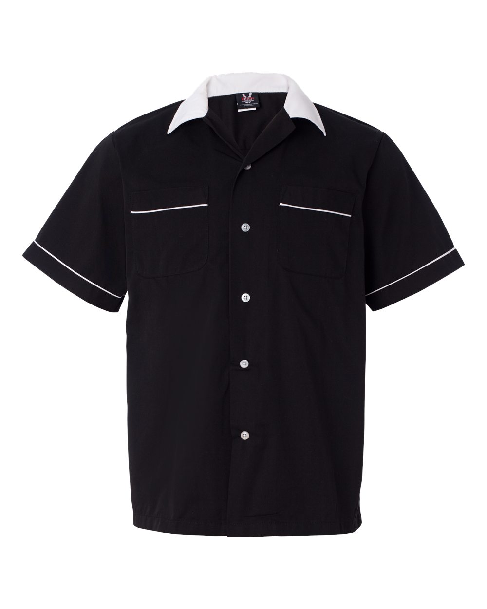 Hilton HP2244 Bowling Shirt Black With White Trim Custom Text or Design