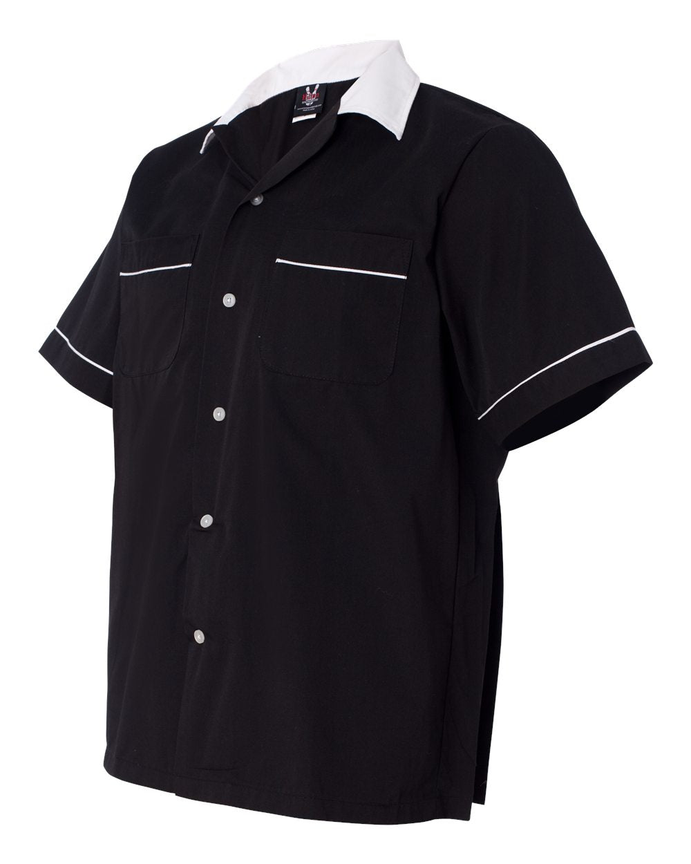 Hilton HP2244 Bowling Shirt Black With White Trim Custom Text or Design