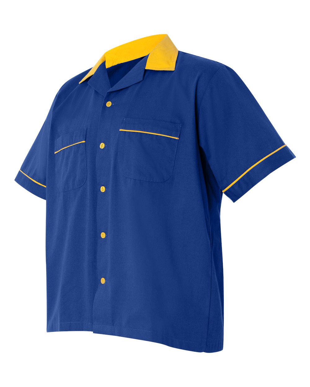 Hilton HP2244 Bowling Shirt Royal with Gold Trim Custom Text or Design