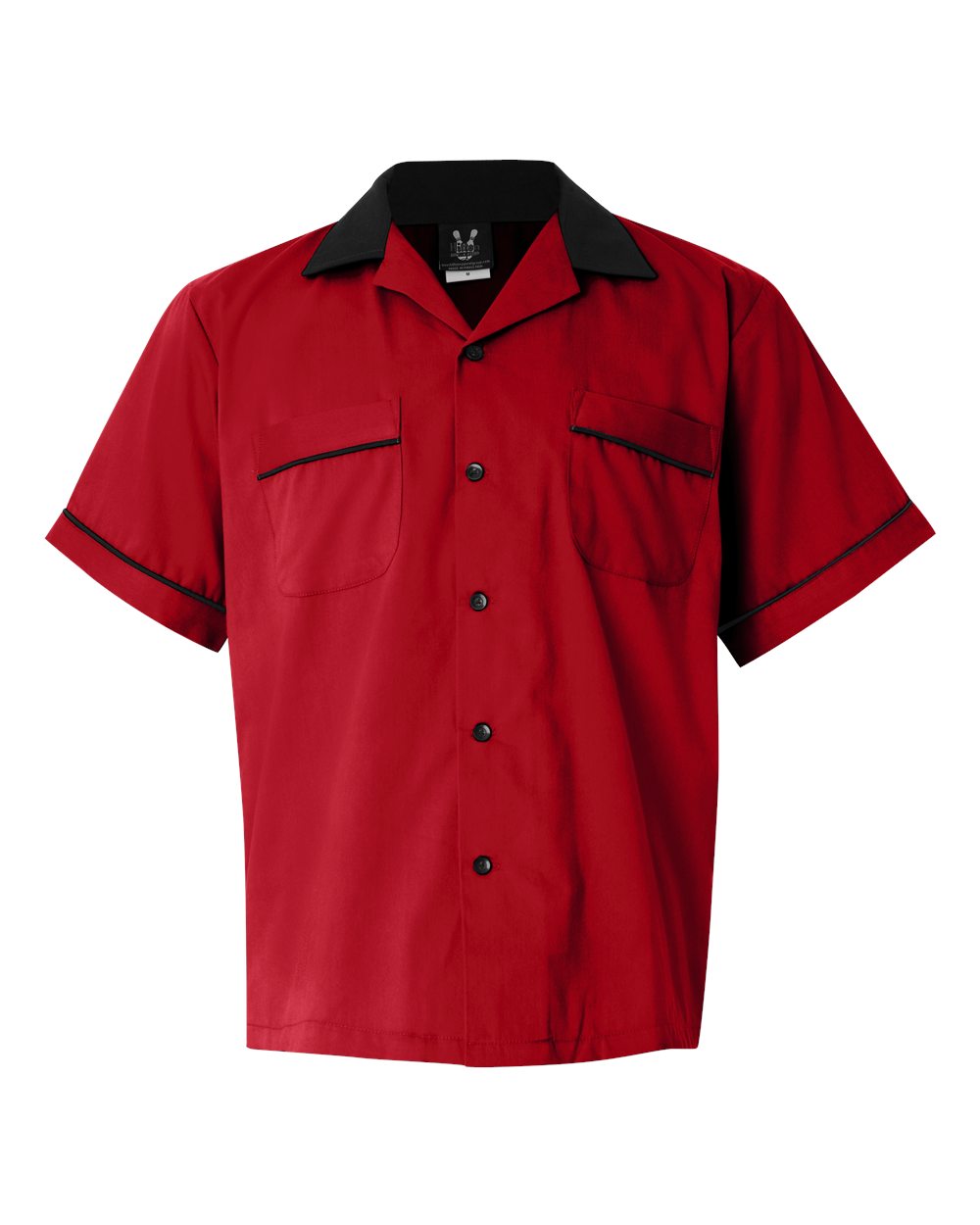 Hilton HP2244 Bowling Shirt Red with Black Trim Custom Text or Design