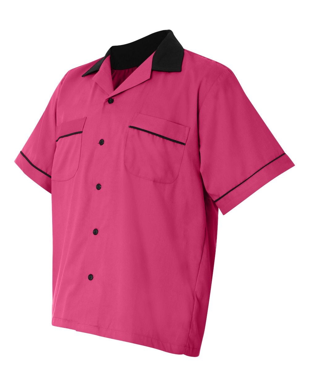 Hilton HP2244 Bowling Shirt Pink with Black Trim Custom Text or Design