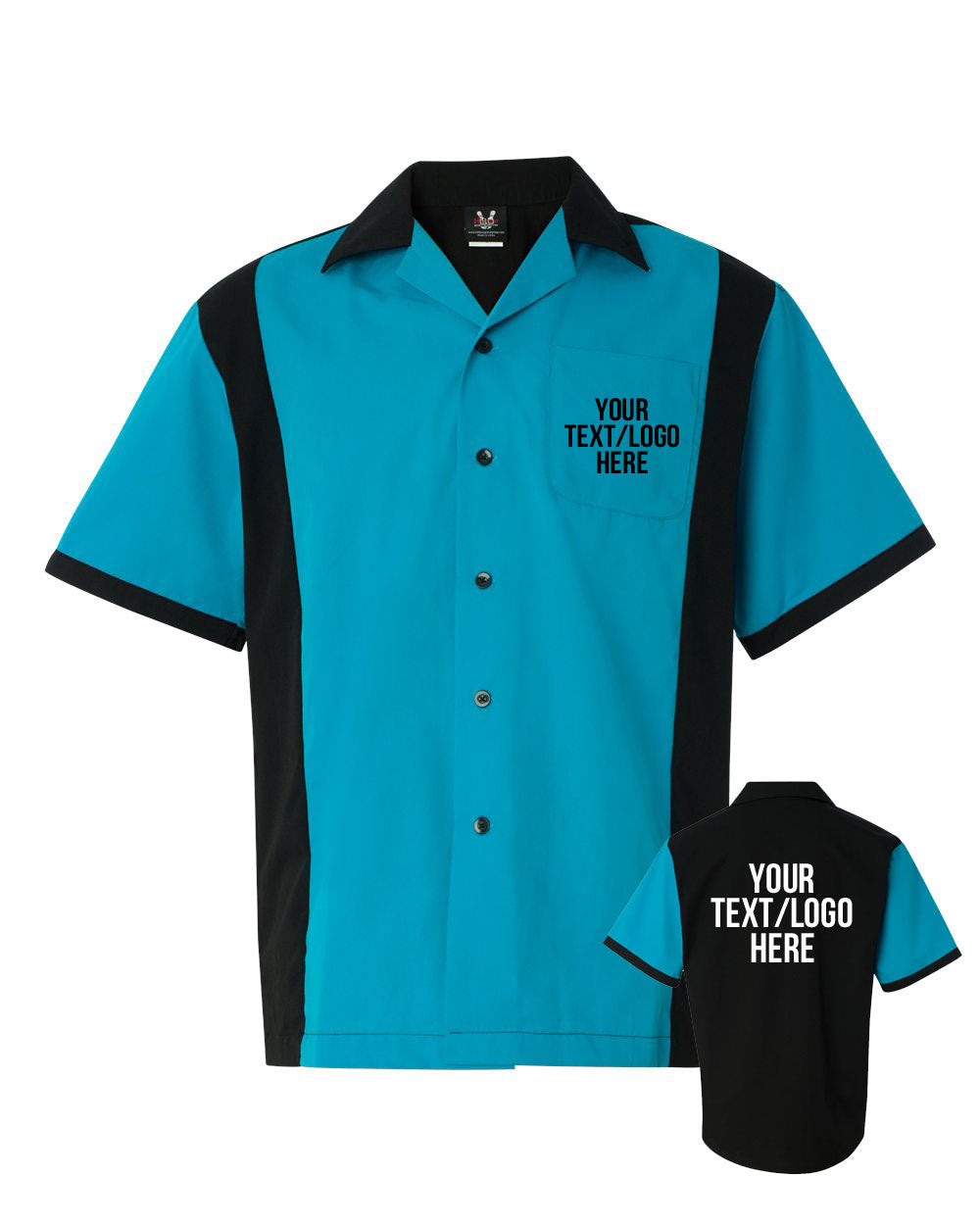 Hilton HP2243 Bowling Shirt Turquoise Custom Text or Design